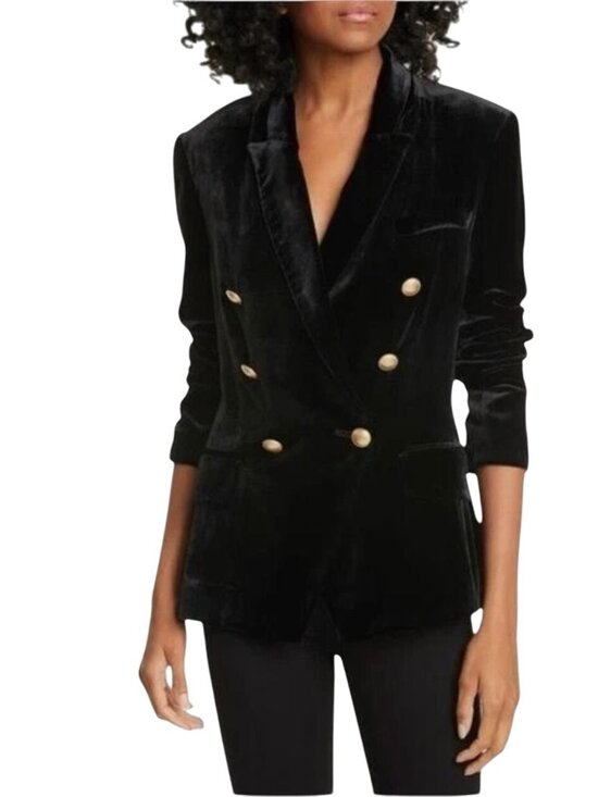 L'AGENCE Jackets & Blazers - L’Agence Kenzie Velvet Blazer Jacket Black - Size 0